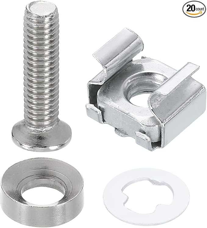 PATIKIL Rack Mount Cage Nut, Carbon Steel Rack Screws Zinc Square Snap-in Cage by PATIKIL