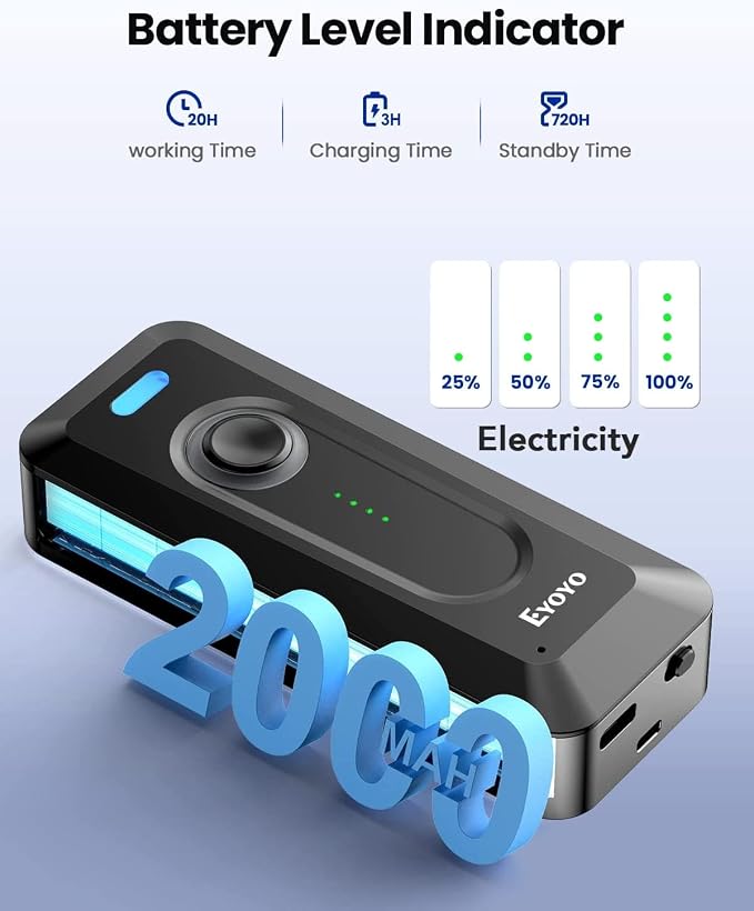 Eyoyo 2D Bluetooth Barcode Scanner Wireless - Image 3