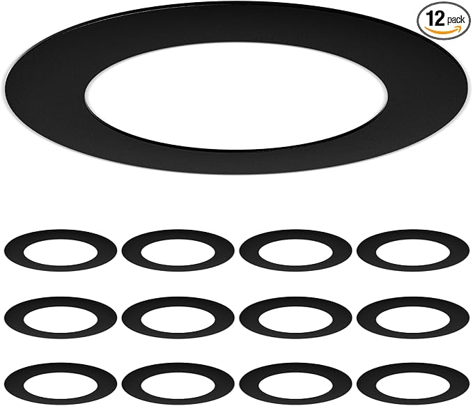 Amico 12 Pack Goof Rings for 6 Inch Recessed Lights, Can Light Trim Ring Cover by Amico