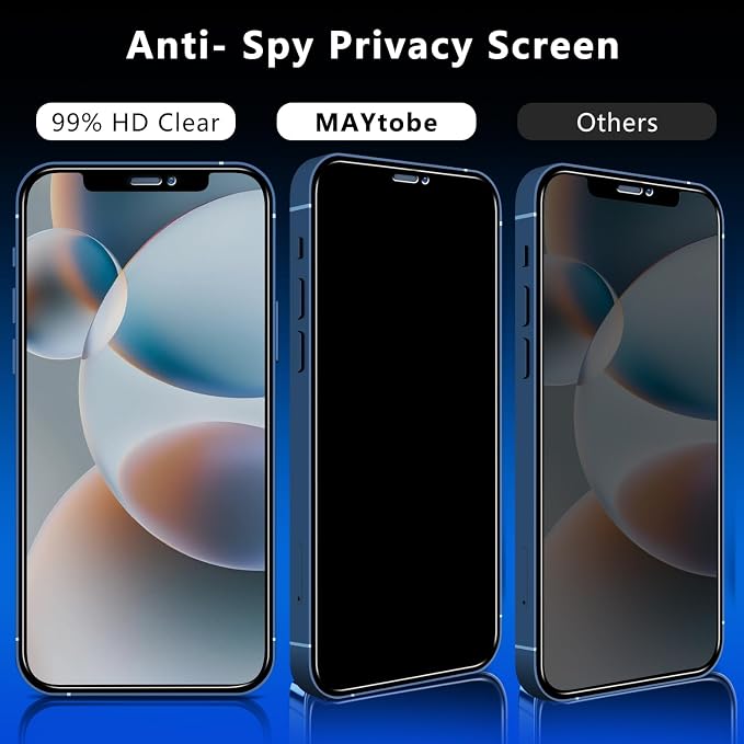 MAYtobe [2+2 Pack Designed for iPhone 12 Pro Privacy Screen Protector, Privacy - Image 3