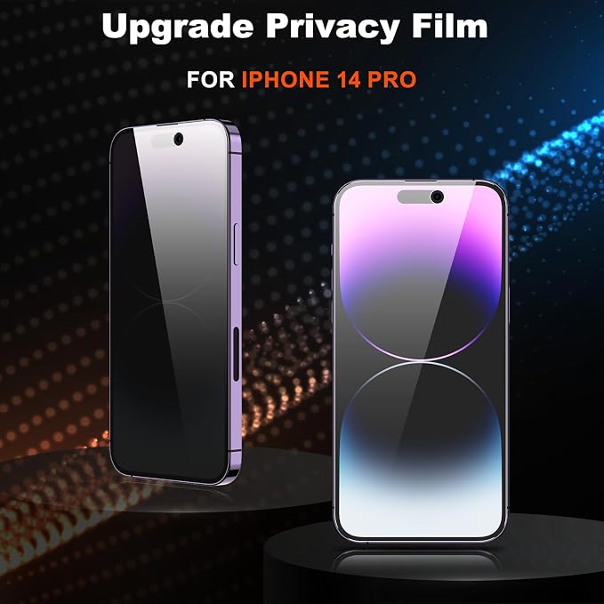 YMHML 2 Pack for iPhone 14 Pro Privacy Screen Protector Tempered Glass - Image 2