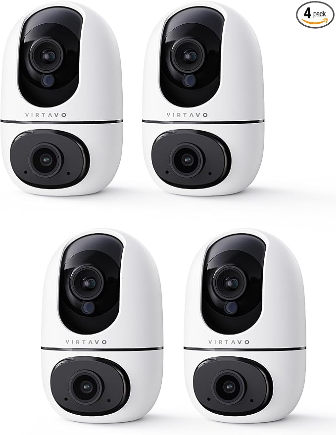 VIRTAVO Indoor Pet & Baby Camera, No Subscription Required, Dual-Lens 360° PTZ by virtavo