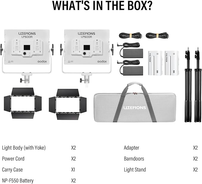 Godox LP600R 60W RGB LED Light Panel 2-Light Kit, Light Stand, Carrying Case - Image 8