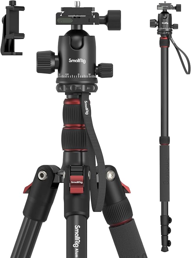 SmallRig CT-20 Camera Tripod, 78.7" Foldable Aluminum Tripod & Monopod by SmallRig