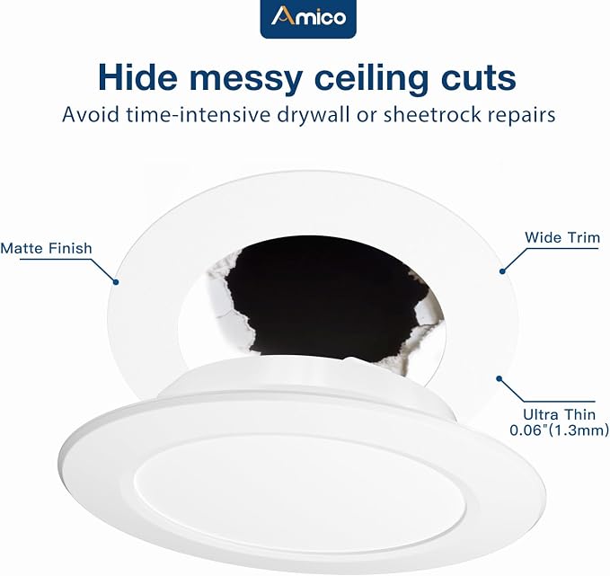 Amico 36 Pack Goof Rings for 6 Inch Recessed Lights, Can Light Trim Ring Cover - Image 3