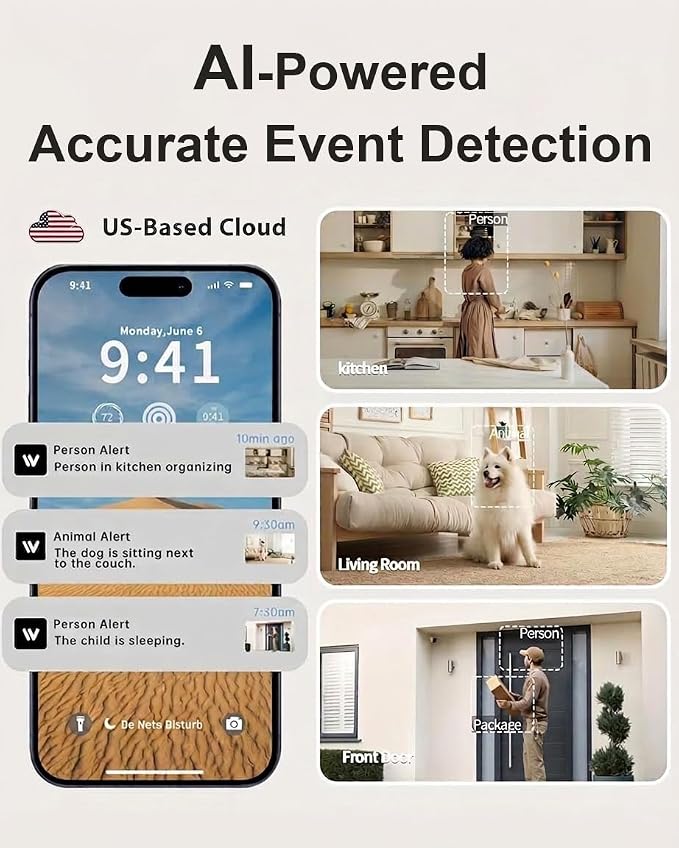 Gianteye 2K Indoor Security Camera, Dual-Band 2.4/5GHz WiFi Pet & Baby Monitor - Image 4