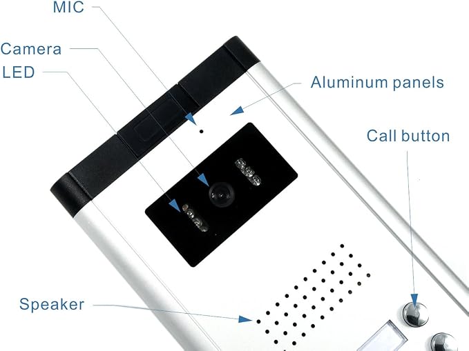 6 Units Apartment Video Intercom System, 7 inch Monitor Wired Video Door Phone - Image 7