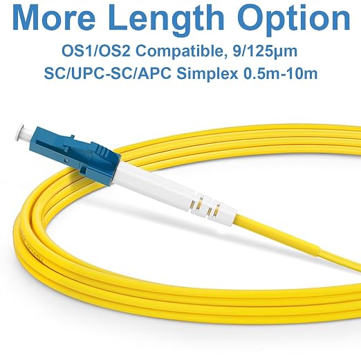 FLYPROFiber- OS2 Single Mode Fiber Cable, 10M/33ft LC/UPC to SC/APC Fiber Optic - Image 3