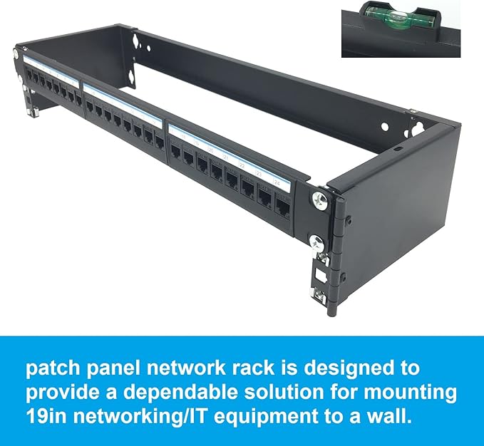 2U 19-inch Hinged Wall Mount Patch Panel Bracket- 6-inch Deep Foldable - Image 2