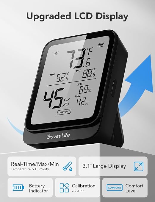 GoveeLife Hygrometer Thermometer H5104 2Pack, Remote LCD Digital Hygrometer - Image 2