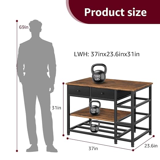 3D Printer Stand with Storage, 3-Tier Heavy Duty 3 D Printer Table Shelf with 2 - Image 3