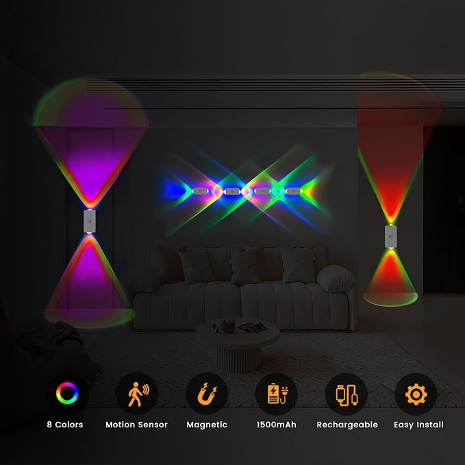 easuntec Motion Sensor Rechargeable Night Light Color Changing, 8 Colors Sunset - Image 3
