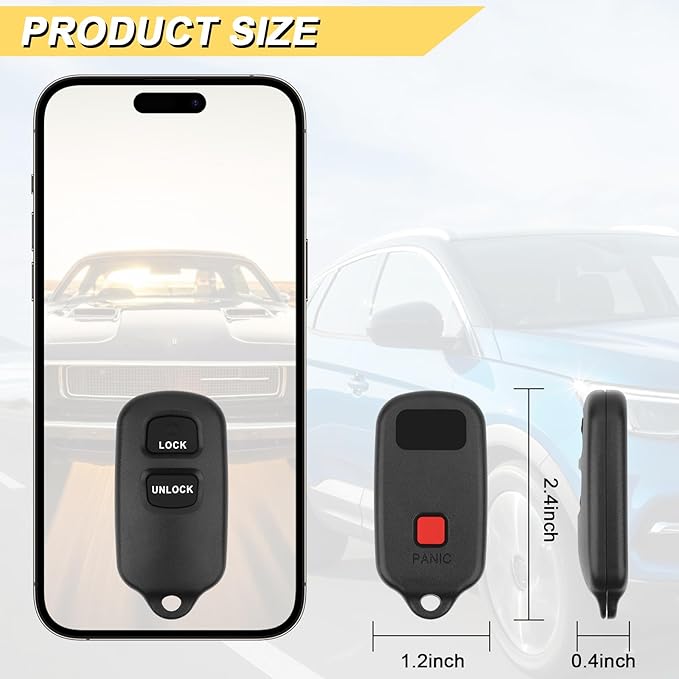 Vurkcy Key Fob Replacement for 2001-06 Toyota Highlander/ 00-06 Celica Echo/ - Image 4