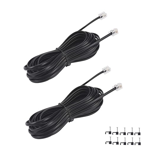 15FT Telephone Extension Cord Cable, Landline Phone Line Wire by YIENFBEV