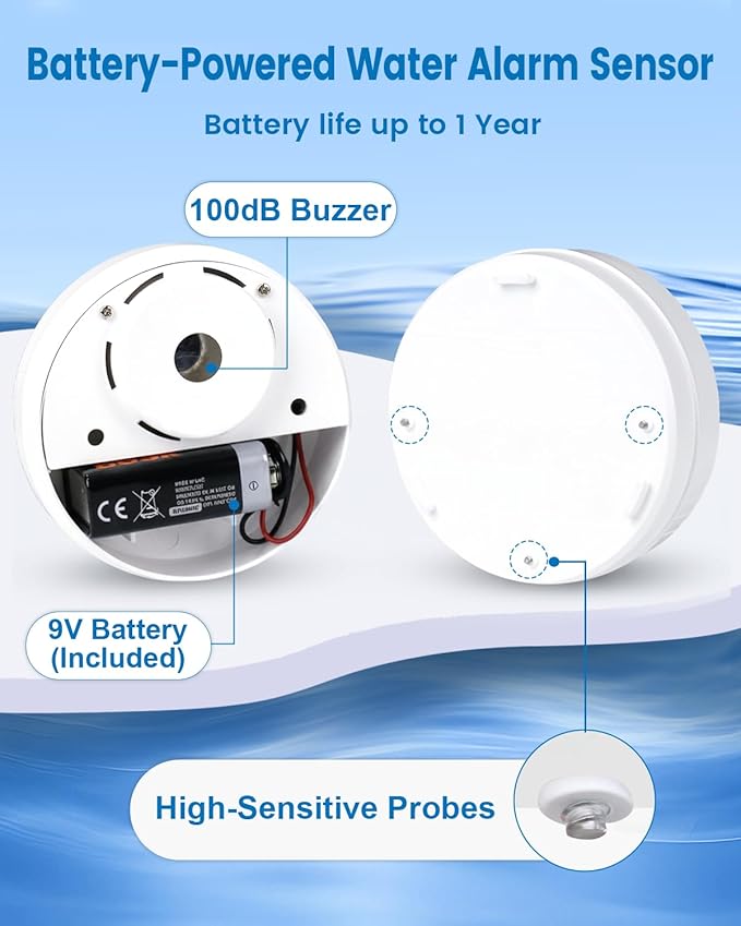 10 Pack Water Leak Detectors for Home, 100dB Waterproof Water Sensor Alarm Leak - Image 5