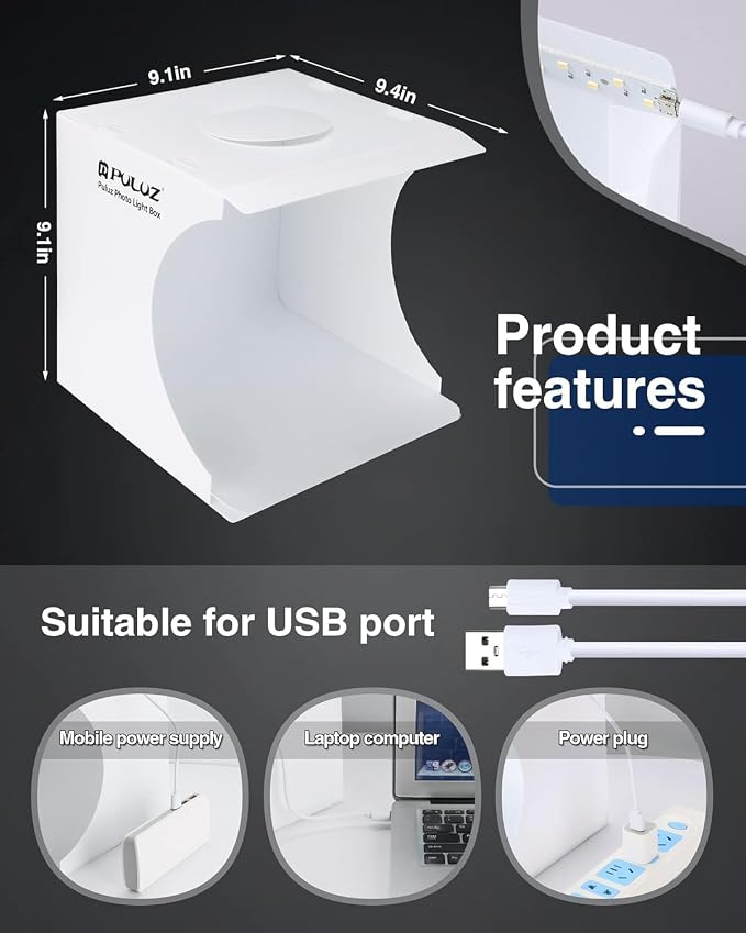 Mini Photo Studio Box, PULUZ 20cm Portable Photography Shooting Light Tent Kit - Image 3