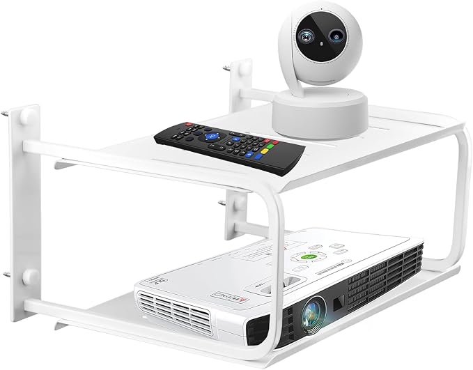 Tookie 2 Layers Projector Shelf, Wall Mount Double Floating Shelf Under TV - Image 9