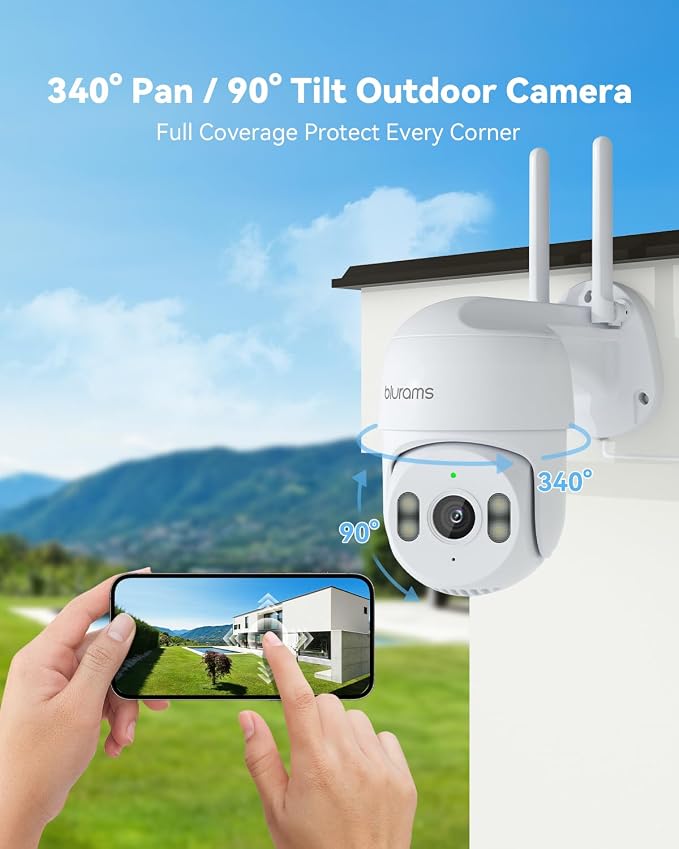 blurams 2Pack Security Cameras Outdoor Wired, 2K 360° PTZ Outdoor Security - Image 2
