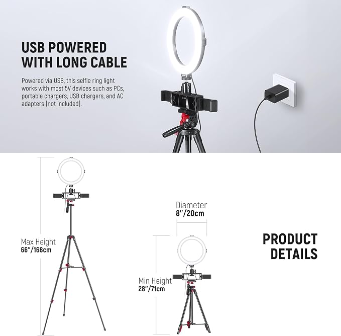 NEEWER Basics 8" Selfie Ring Light - Image 7