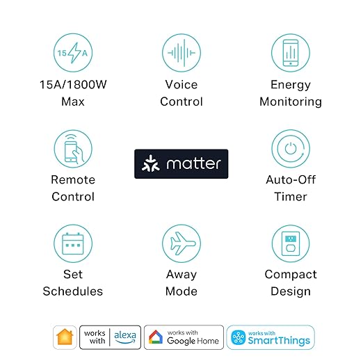 Kasa Smart Plug, Matter Compatible, Energy Monitoring, Compact Design, - Image 2