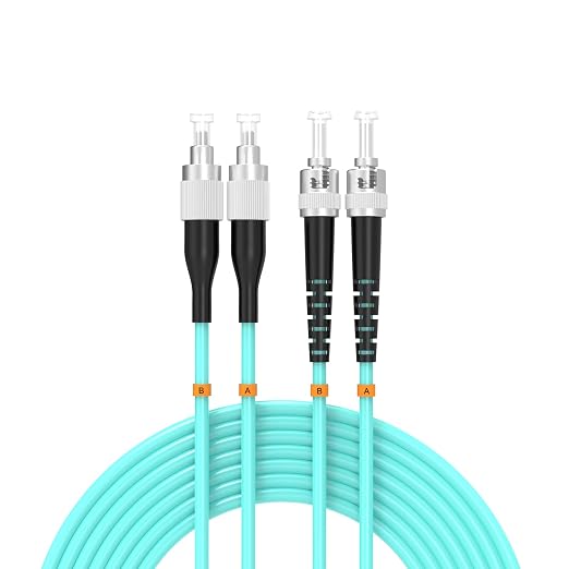 OM3 FC/UPC to ST/UPC Fiber Patch Cable 0.6Meters 2ft 10BG Multimode Duplex by Buacoz