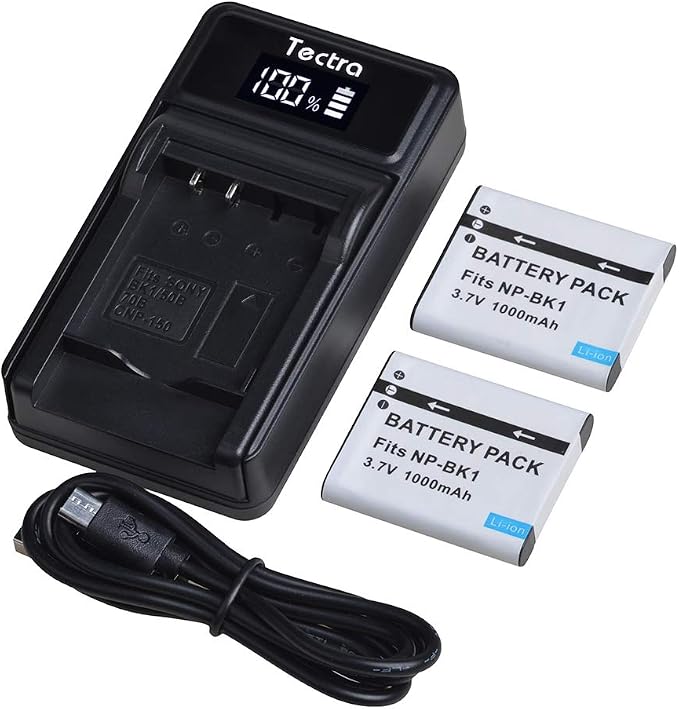 Tectra 2-Pack NP-BK1 Battery and LED USB Charger - Image 8