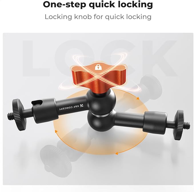 K&F CONCEPT 6" Magic Arm 1/4" Screw 360°Ballhead Articulating Mini Arm Mount - Image 5