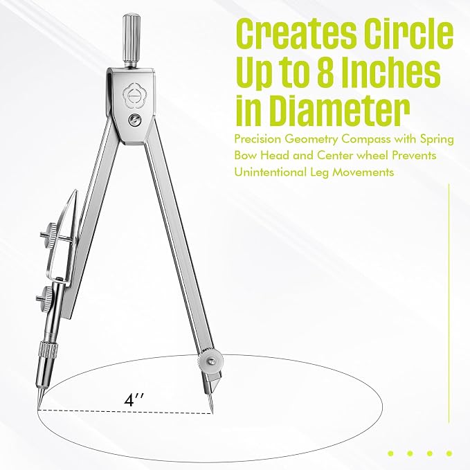 EBOOT Student Geometry Math Set, Drawing Compass and 6 Inch Swing Arm - Image 6