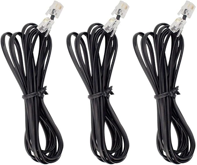 Phone Cord, 6P4C Black Phone Telephone Extension Cord Cable Line Wire RJ11 6P4C by Unknown