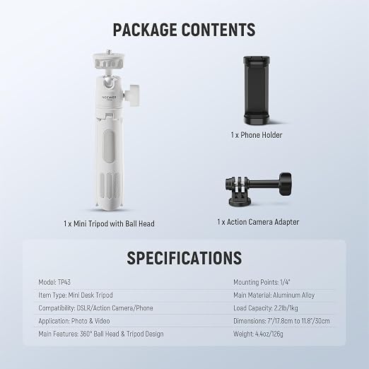 NEEWER Basics Mini Desk Selfie Stick Tripod Compatible - Image 8