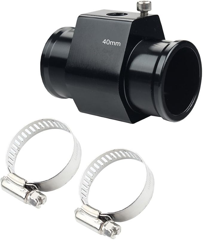Dewhel Aluminum Black Water Temp Meter Temperature Gauge Joint Pipe Radiator - Image 2