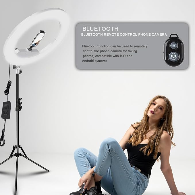 Ring Light Kit:18"/45cm Outer 55W6700k Dimmable LED Light, Tripod Stand - Image 5