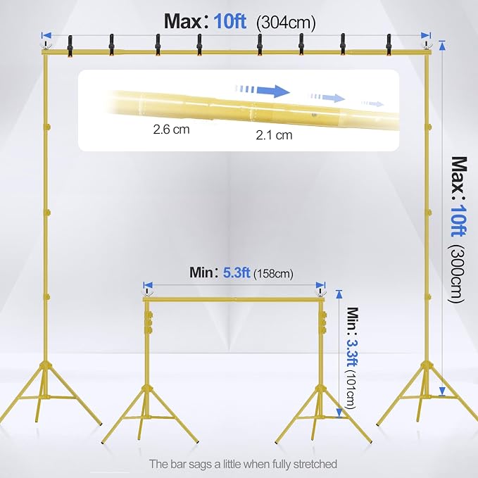 EMART Backdrop Stand 10x10ft Photo Studio Adjustable Background Stand Support - Image 2