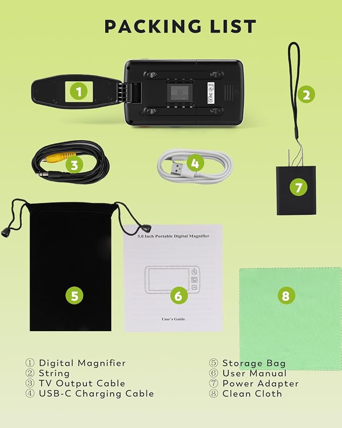 5.0 Inch Portable Digital Magnifier, 4X-32X Zoom Electronic Reading Aid - Image 7