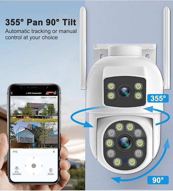 EVERSECU Dual Lens Linkage 6MP WiFi PTZ Security Camera Outdoor, 360° View - Image 6