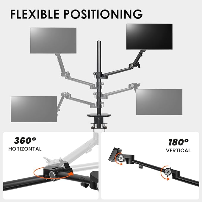 TARION Modular Desktop Arm Mount - 48cm / 19" Single Desk Stand - Compatible - Image 5