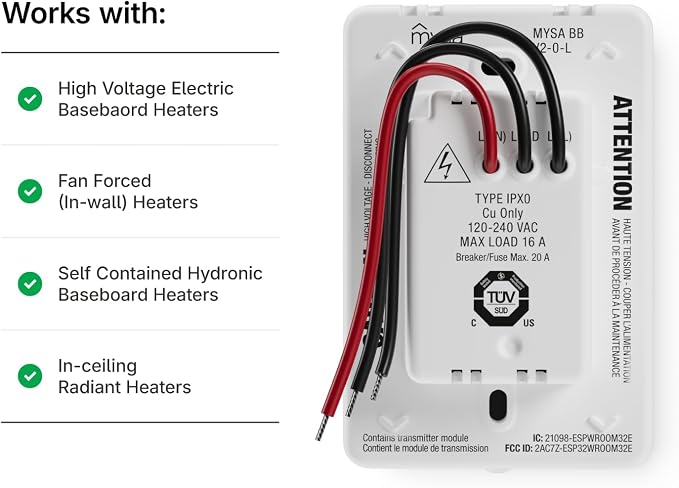 Mysa Smart Thermostat LITE for Electric Baseboard Heaters 240V | DIY Install | - Image 4