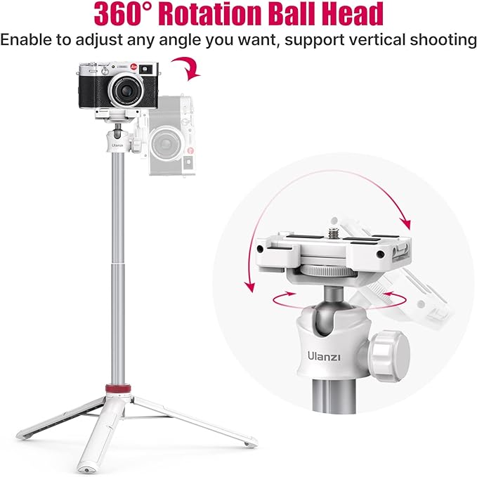 ULANZI MT-44 Extendable Phone Tripod, 360° Ball Head Camera Tripod - Image 4