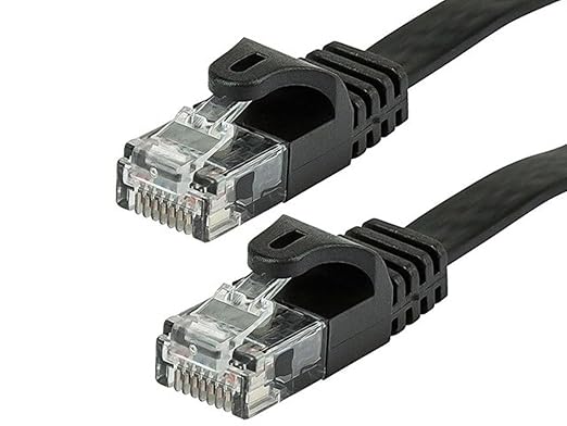 Monoprice Cat5e 10ft Black Flat Patch Cable UTP 30AWG 350MHz Pure Bare Copper by Monoprice