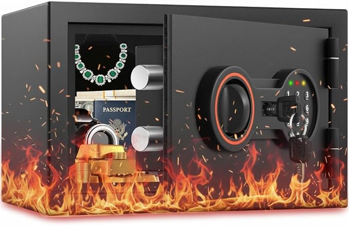 Small Fireproof Safe for Home, 14.8Lbs Heavy Duty Fire Safe Box for Office & by BuildYourSafekeepingSystem