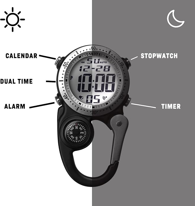 Dakota Digital Backpacker Clip, Fob and Pocket Watch, Timer and Dual Time - Image 5