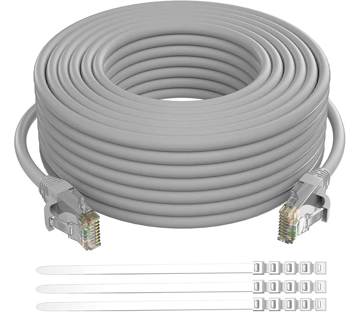 Adoreen Cat 6 Ethernet Cable 200 Ft-Gray, Outdoor & Indoor Snagless Long Round by Adoreen