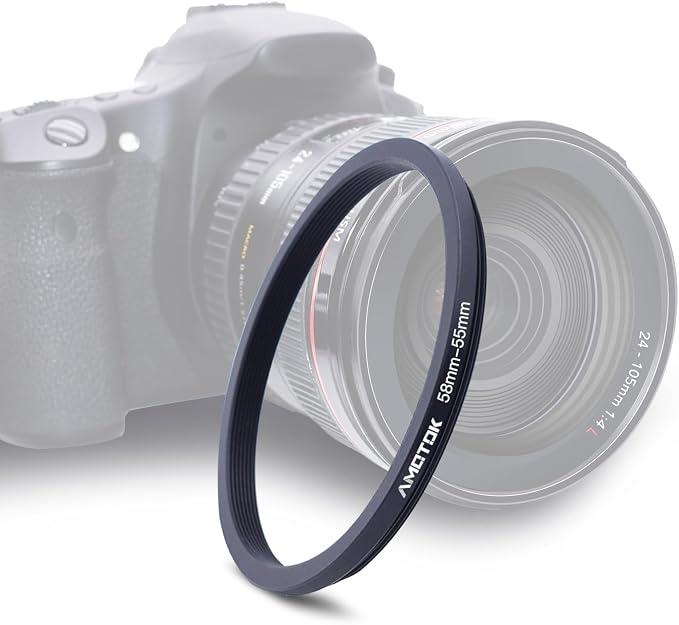 58mm Lens to 55mm Camera Lens Adapter, 58mm-55mm Filter Step-Down Ring by AMOTOK