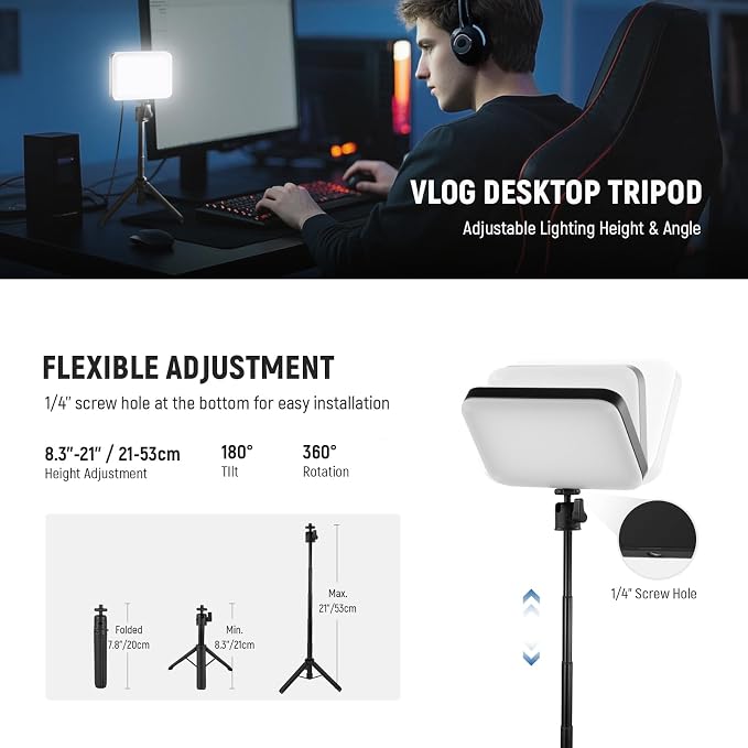 NEEWER BASICS 2 Pack LED Video Panel Light, Video Conference Lighting Kit - Image 6