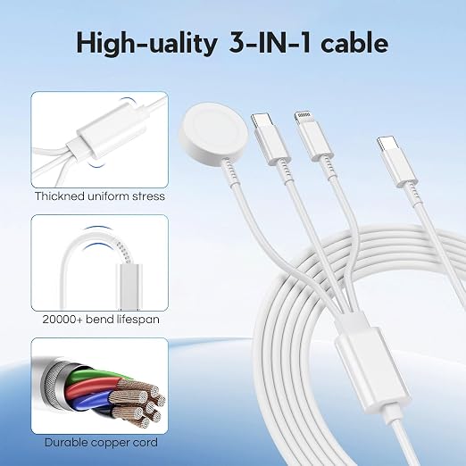 Upgraded Apple Watch Charger, 3 in 1 Multi Charging Cable 6FT, Magnetic Fast - Image 4