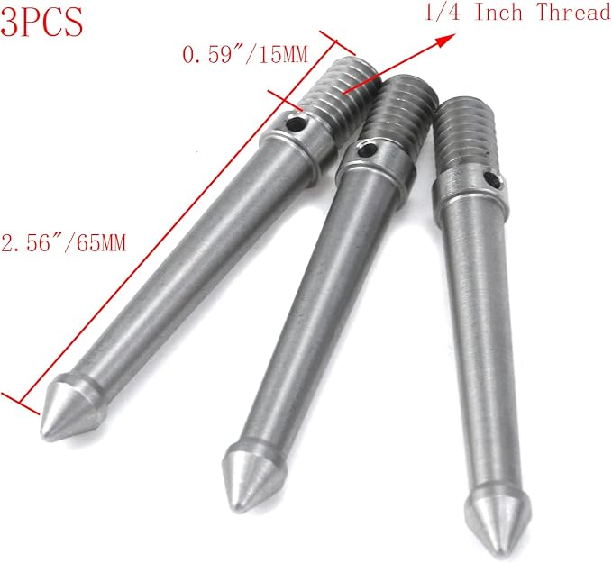 3 Pcs 1/4 Inch Stainless Steel Tripod Spike Mount Adapter - Image 2