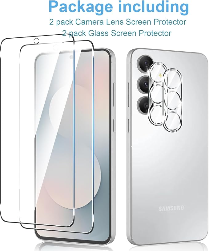 2 Pack Glass Screen Protector for Samsung Galaxy S25 FE + Galaxy S25 FE Camera - Image 5