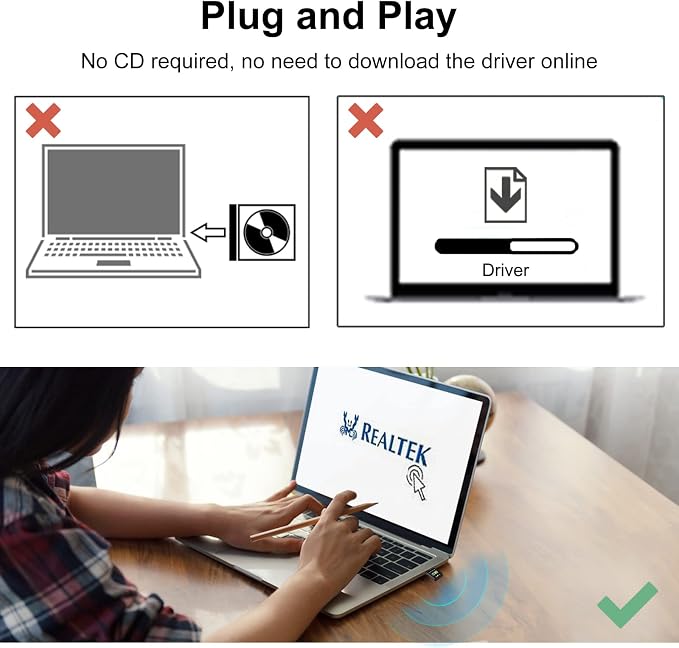 AC600 USB WiFi Adapter for Desktop PC, Driver Free Wireless Network Adapter for - Image 3