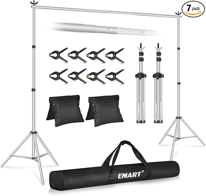 EMART Backdrop Stand 10x7ft Photo Studio Adjustable Background Stand Support kit by EMART