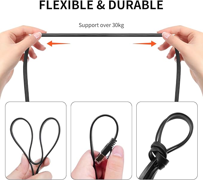 REXUS Retractable Cat 6 Flat Ethernet Network Cable 6.6 FT, 10 Gigabit High - Image 7